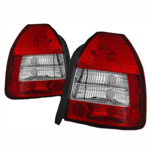 Πίσω φώτα Sonar κόκκινα/λευκά διαφανή με E-Mark (Honda Civic 96-00 3θυρο)